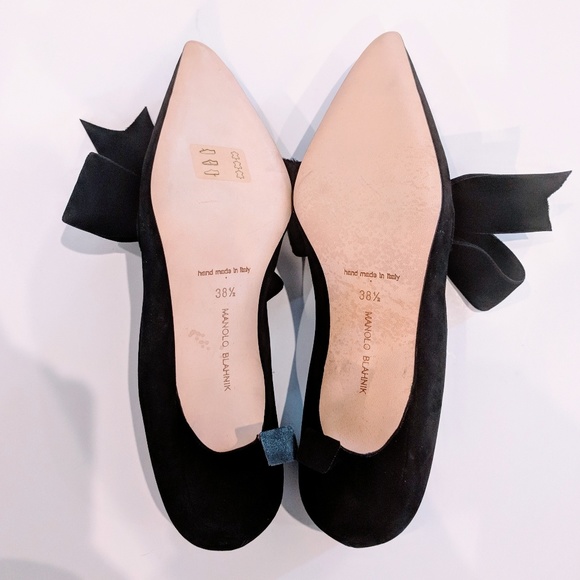 SOLD❌Manolo Blahnik Black Leather Serba Bow Pumps - Picture 6 of 8
